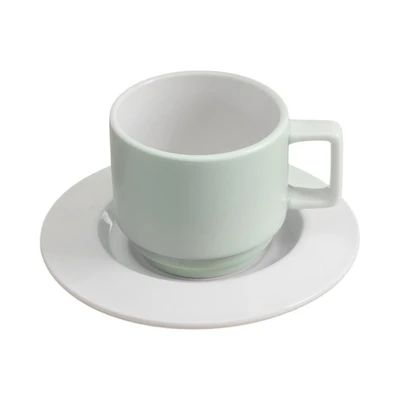 Gambar Delicia Cangkir Keramik Dengan Saucer Pastel 220 ml - Biru Muda