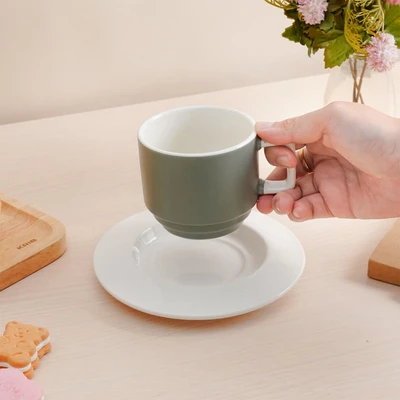 Gambar Delicia Cangkir Teh Keramik Dengan Saucer Pastel 220 ml - Hijau