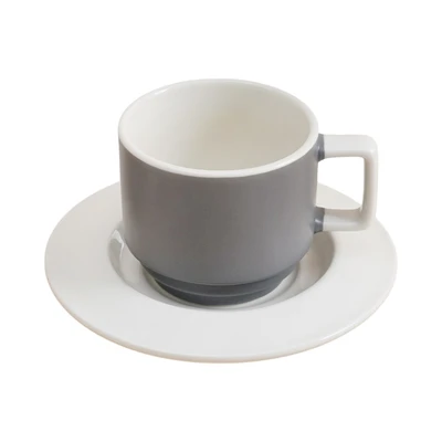Gambar Delicia Cangkir Teh Keramik Dengan Saucer Pastel 220 ml - Abu-Abu