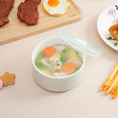 Gambar Delicia Mangkuk Keramik Bone China Dengan Dengan Tutup 13 cm - Biru Muda