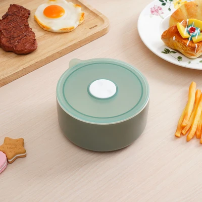 Gambar Delicia Mangkuk Keramik Bone China Dengan Tutup 13 cm - Hijau