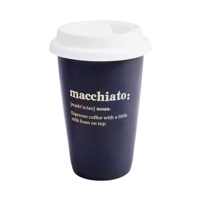 Gambar Delicia Zico Gelas Tumbler Keramik Bone China Dengan Tutup 380 ml - Biru Navy