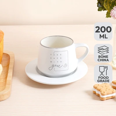 Gambar Delicia Cangkir Keramik Dengan Saucer TNT 200 ml - Putih