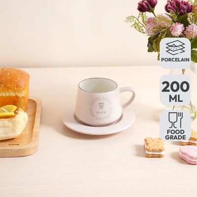 Gambar Delicia Cangkir Keramik Dengan Saucer TNT 200 ml - Cokelat Mocca