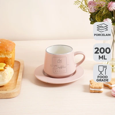 Gambar Delicia Cangkir Keramik Dengan Saucer TNT 200 ml - Cokelat