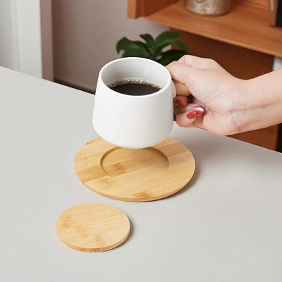 Gambar Delicia Mug Bone China Round Hand Dengan Tatakan 320 ml - Putih