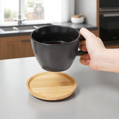Gambar Delicia Mug Keramik Dengan Tutup 470 ml - Hitam