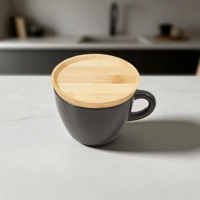 Gambar Delicia Mug Keramik Dengan Tutup 470 ml - Hitam