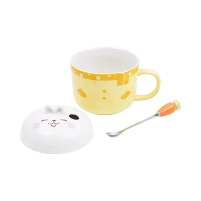 Gambar Delicia Mug Bone China Dengan Tutup & Sendok Bunny 380 ml - Kuning