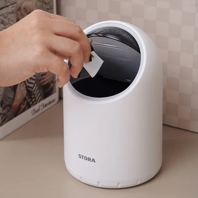 Gambar Stora Intelligent Tempat Sampah Meja Sensor Plastik Emoji 2 Liter - Putih