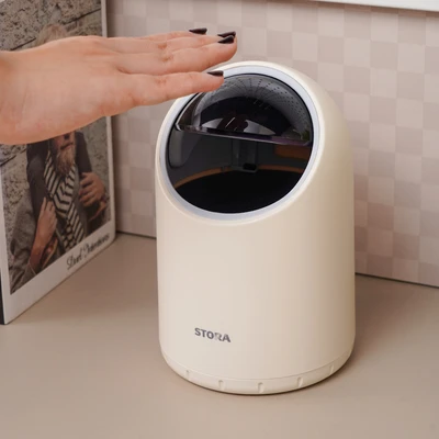 Gambar Stora Intelligent Tempat Sampah Meja Sensor Plastik Emoji 2 Liter - Putih Ivory