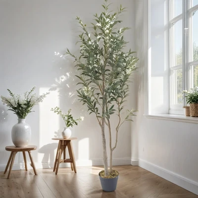 Gambar Arthome Tanaman Artifisial Olive Tree Dengan Pot 65x50x165 cm - Hijau