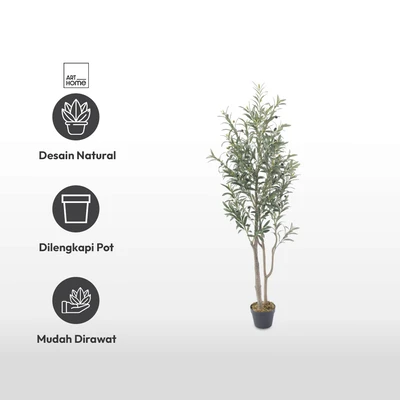 Gambar Arthome Tanaman Artifisial Olive Tree Dengan Pot 65x50x165 cm - Hijau