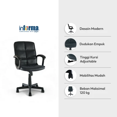 Gambar Informa Odin Kursi Kantor Sandaran Rendah - Hitam