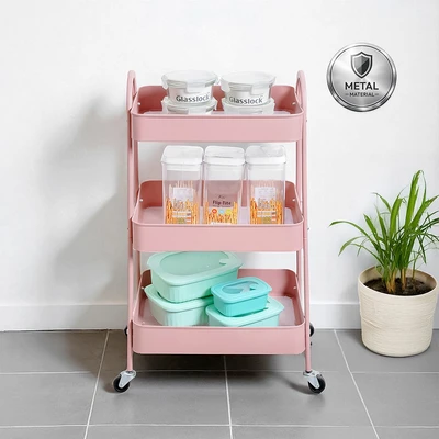 Gambar Informa Walter II Rak Troli Dapur 3 Tingkat - Pink