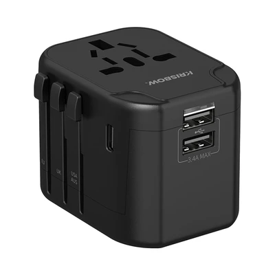 Gambar Krisbow Travel Adaptor USB-A & USB-C