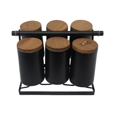 Gambar Seco By Seken Living Cera Set 6 Pcs Gelas Dengan Rak Sknwd - K - Hitam