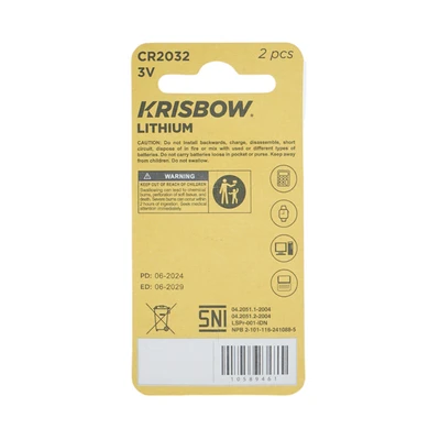 Gambar Krisbow Baterai Lithium CR2032 Set 2 pcs