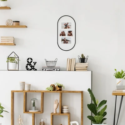 Gambar Forhom Bingkai Foto Kolase Dinding Aluminium 4 Opening Oval - Hitam
