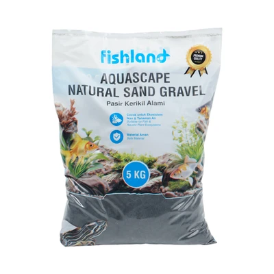 Gambar Fishland Pasir Kerikil Alami Aquarium Black Sand 0.4- 5 Kg 0.6 mm