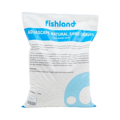 Gambar Fishland Pasir Kerikil Alami Aquarium White Beach 2- 5 Kg 4 mm