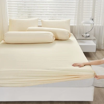 Gambar Informa 120x200 cm Set 3 Pcs Seprai Double Microfiber Polyester Emboss - Krem