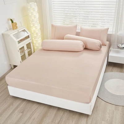 Gambar Informa 120x200 cm Set 3 Pcs Seprai Double Microfiber Polyester Emboss - Peach Muda