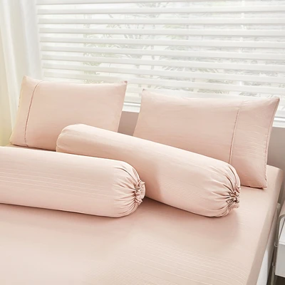 Gambar Informa 120x200 cm Set 3 Pcs Seprai Double Microfiber Polyester Emboss - Peach Muda