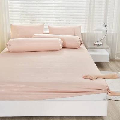 Gambar Informa 120x200 cm Set 3 Pcs Seprai Double Microfiber Polyester Emboss - Peach Muda