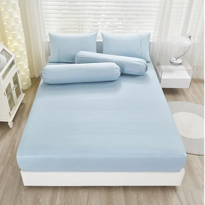 Gambar Informa 120x200 cm Set 3 Pcs Seprai Double Microfiber Polyester Emboss - Biru Muda