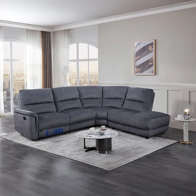 Gambar Cheers Murphy Sofa L Sectional Recliner Fabric Kanan - Abu-Abu