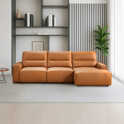 Gambar Cheers Madden Sofa Slider Sudut Leather Kanan - Cokelat