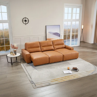 Gambar Cheers Madden Sofa Slider Sudut Leather Kanan - Cokelat