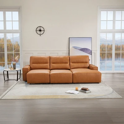 Gambar Cheers Madden Sofa Slider Sudut Leather Kanan - Cokelat