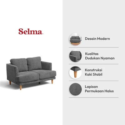 Gambar Selma Zuko Sofa Fabric 2 Seater - Abu-Abu