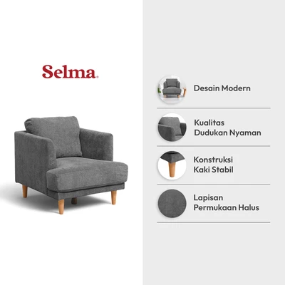 Gambar Selma Zuko Sofa Fabric 1 Seater - Abu-Abu