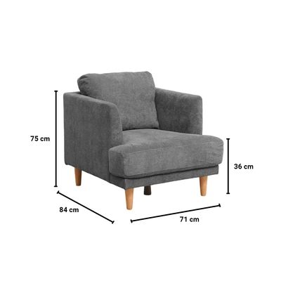 Gambar Selma Zuko Sofa Fabric 1 Seater - Abu-Abu