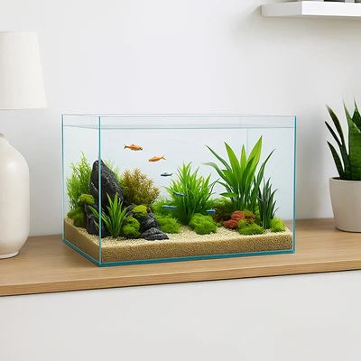 Gambar Fishland Aquarium Nano Right Angle Opc 56 Liter Transparan
