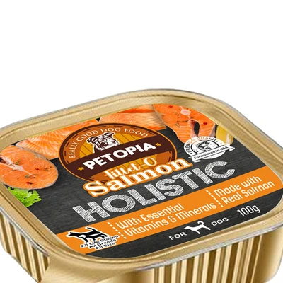 Gambar Petopia Holistic Makanan Anjing Basah All Life Stages All Breeds Salmon 100 gr