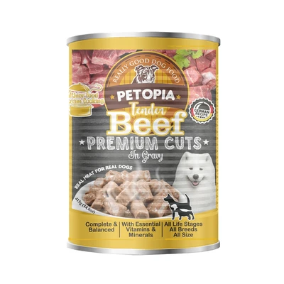 Gambar Petopia Makanan Anjing Basah All Life Stages All Breeds Tender Beef 415 gr