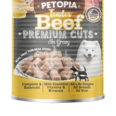 Gambar Petopia Makanan Anjing Basah All Life Stages All Breeds Tender Beef 415 gr