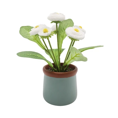 Gambar Arthome Bunga Artifisial Chrysanthemum Dengan Pot 15.2x15.2x17.8 cm - Putih