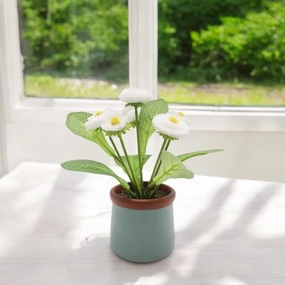 Gambar Arthome Bunga Artifisial Chrysanthemum Dengan Pot 15.2x15.2x17.8 cm - Putih