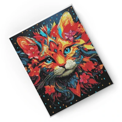 Gambar Kiddy Star 40x50 Cm Set Diamond Painting Colorful Cat 1