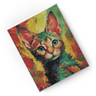 Gambar Kiddy Star 40x50 Cm Set Diamond Painting Colorful Cat 2