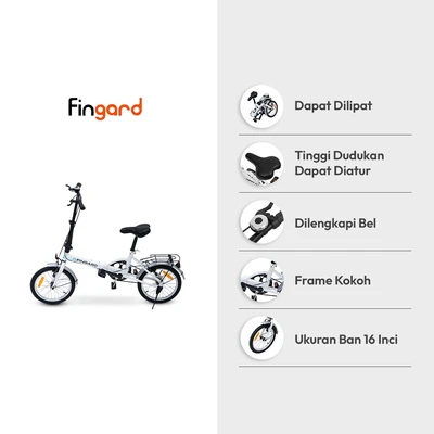 Gambar Fingard 16 Inch Nolan Sepeda Lipat 1 Speed - Putih