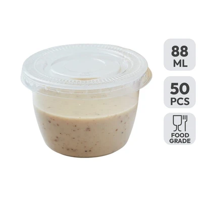 Gambar Kris Wadah Saus Plastik Disposable Dengan Tutup 88 ml Set 50 pcs Transparan