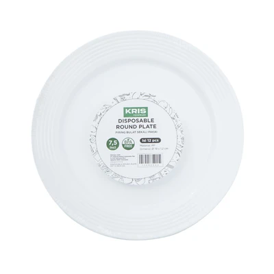 Gambar Kris Piring Sekali Pakai Round Plastik 19 cm Set 12 pcs - Putih