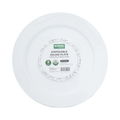 Gambar Kris Piring Sekali Pakai Round Plastik 22.8 cm Set 12 pcs - Putih