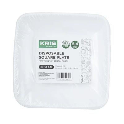 Gambar Kris Piring Sekali Pakai Plastik Square 13.8x13.8 cm Set 12 pcs - Putih